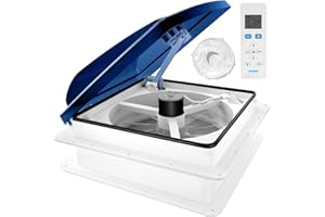 Kohree 14" RV Vent Fan 10 Speed Reversible with Remote Control: 12V Super Quiet RV Roof Vent Fan for Camper Trailer Bathroom, RV Exhaust Fan, Temperature & Rain Sensor, Removable Screen (Blue)