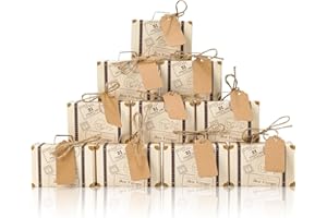 VGOODALL 50PCS Mini Suitcase Party Favor Box, 3"x2"x1.2" Small Gift Box with Tags for Travel Themed Party, Bridal Shower, Wedding