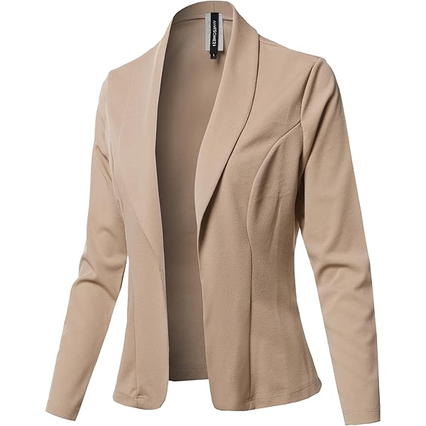 UND FRONT GATHER OPEN SLEEVE COAT ベージュ S Awesome21 Solid Long Sleeve Open Front Office Blazer Jacket