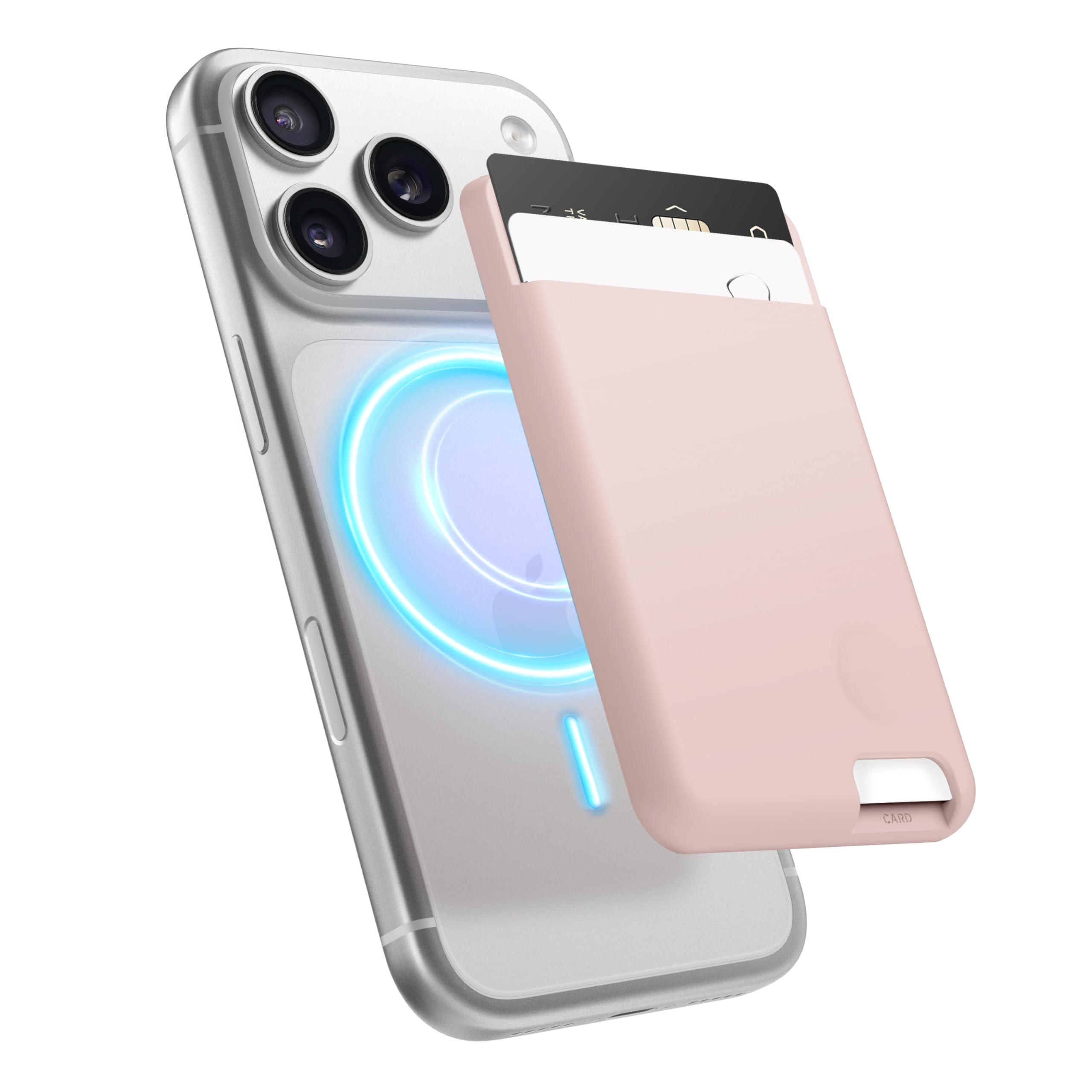 elago Magnetic Wallet Card Holder 2-Cards Compatible with MagSafe Compatible with iPhone 17/16/15/14/13/12 Series - Secure Phone Wallet, Long Last Silicone, Scratch and Damage Protection (Sand Pink)