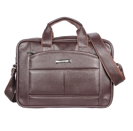 Handcuffs 14 inch Brown Leather Office Laptop Bag for Men (BFLAPBAGBR1)