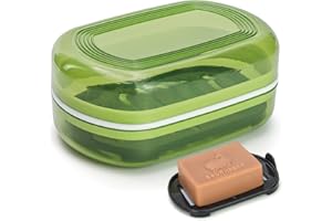 AIDIMMING Travel Soap Case, Bath Soap Holder, Bar Soap Dish with Lid for Traveling,Portable Bar Soap Container for Traveling, Camping, Gym, Bathroom (Green)