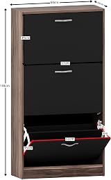 Vida Designs Walnut & Black Shoe Cabinet with 3 Pull-Down Drawers view 8