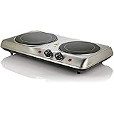 Ovente 1700W Double Hot Plate Electric Countertop Infrared Stove 6.5 & 7 Inch with 5 Level Temperature Control & Stainless St