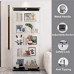 nifoti 74" H 5-Shelf Glass Display Cabinet with