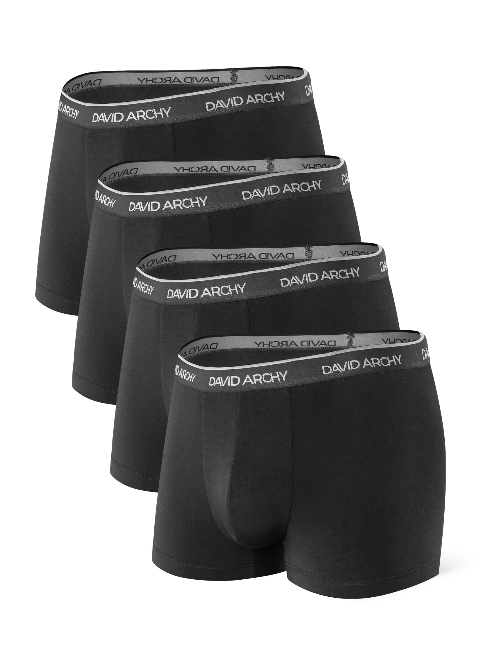 Photo 1 of DAVID ARCHY Mens Trunks Underwear Soft Breathable Rayon Made from Bamboo Trunk No Fly Pouch 4-Pack L 2.5''