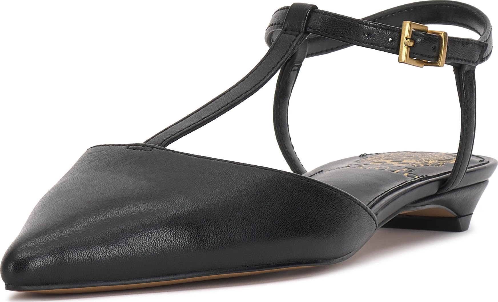 Vince Camuto Women’s Varena T-Strap Kitten Heel Pump, Black, 9