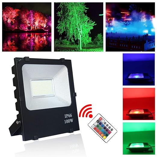 HENGMEI Foco proyector LED 100W RGB reflector Impermeable IP66 ...
