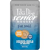 Tiki Dog Senior Mousse Wet Dog Food, Chicken, Beef &amp; Pumpkin, 3.5 oz. Pouch | 12 Count, Mousse Texture for Senior Dogs, High Protein to Maintain Muscle Mass, For Dogs Aged 7+ Years