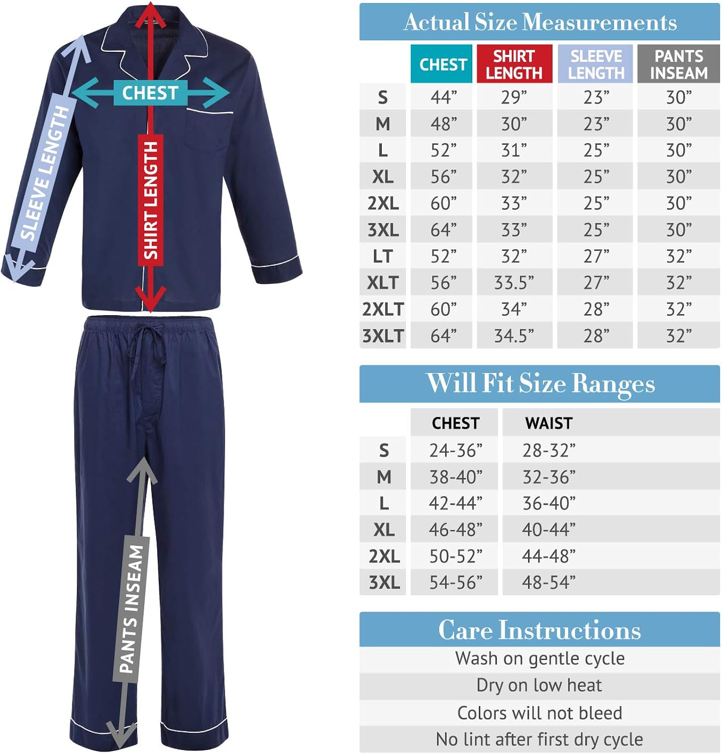 Alexander Del Rossa Men's Lightweight Button Down Pajama Set, Long Cotton Pjs at  Men’s Clothing store