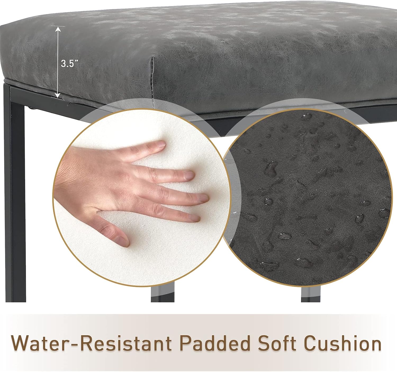 MAISON ARTS Counter Height 24" Bar Stools Set of 2 for Kitchen Counter Backless Industrial Stool Modern Upholstered Barstool Countertop Saddle Chair Island Stool,330 LBS Bear Capacity,(24 Inch, Grey): Kitchen & Dining