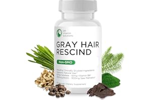 DR VITAMIN SOLUTIONS Gray Hair Rescind with Catalase - Antiaging Hair, Skin and Nails Vitamins, Pantothenic Acid, Folic Acid 400mcg, Biotin 300mcg, Saw Palmetto for Men and Women