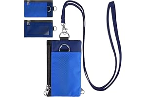 TATAANTY RFID Blocking Wallet, Minimalist Wallet for Men, Small Wallet for Women with Lanyard Keychain, ID Holder Zipper for Cards, Coins, Travel, Water-resistant, Blue Navy
