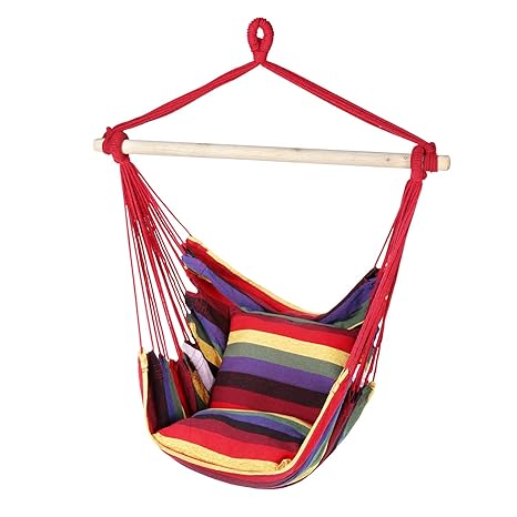 ENKEEO Hängesessel Hängelstuhl Hängeschaukel mit 2 Kissen, Atmungsaktiver & Weicher bis 127 kg belastbar, 130 x 100 x 115 cm