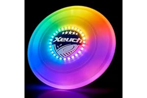 Xeuch Light Up Flying Disc, 175g, 16 Lighting Modes, 4 Brightness, 600mAh Rechargeable Battery, Built-in Timer and Sensor for Competitive & Casual Play, Gift for Men/Boys/Teens