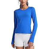 CRZ YOGA Seamless Long Sleeve Shirts for Women Waist Length - Workout Athletic Running Gym Yoga Tops Crewneck Breathable