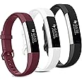 Pack 3 Replacement Band Compatible for Fitbit Alta Bands/Fitbit Alta HR Bands, Adjustable Replacement Soft Silicone Sport Bands for Woman and men (Large, Black+White+Wine red)