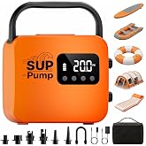 Paddle Board Electric Pump with 18000mAh Battery &ndash; 20 PSI, Auto Shut-Off, Inflate &amp; Deflate, AC/12V &amp; USB Emergency Power for Kayaks &amp; Inflatable Boats