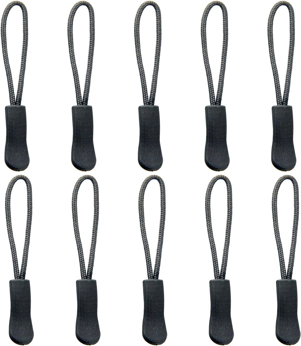 Luggage Zipper Pull Replacement for Backpack: YZSFIRM 10 Pcs Zipper Tab - Dark Gray Heavy Duty Zipper Extender Cord for Bag Suitcase Jacket