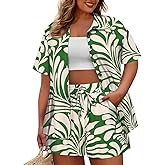 CARCOS Women's Plus Size 2 Piece Sets Summer Top and Shorts Set Short Sleeve Vacation Casual Tracksuit Outfit XL-5XL