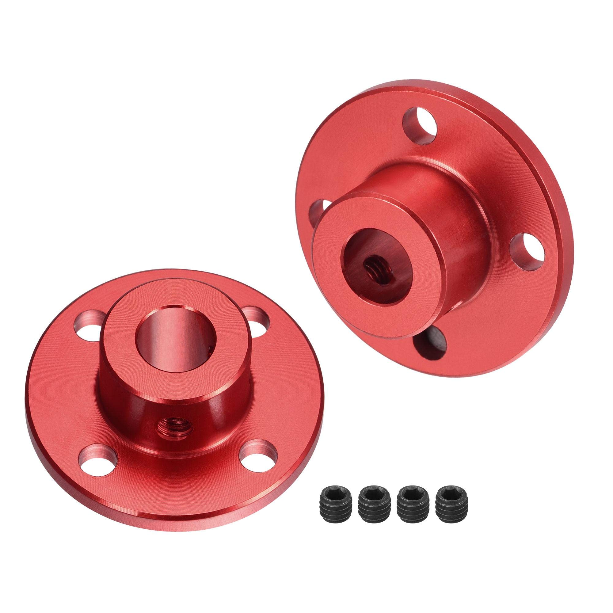 sourcing map 8mm Inner Dia H13xD10 Rigid Flange Coupling Motor Guide Shaft Coupler Motor Connector for DIY Parts Red 2pcs