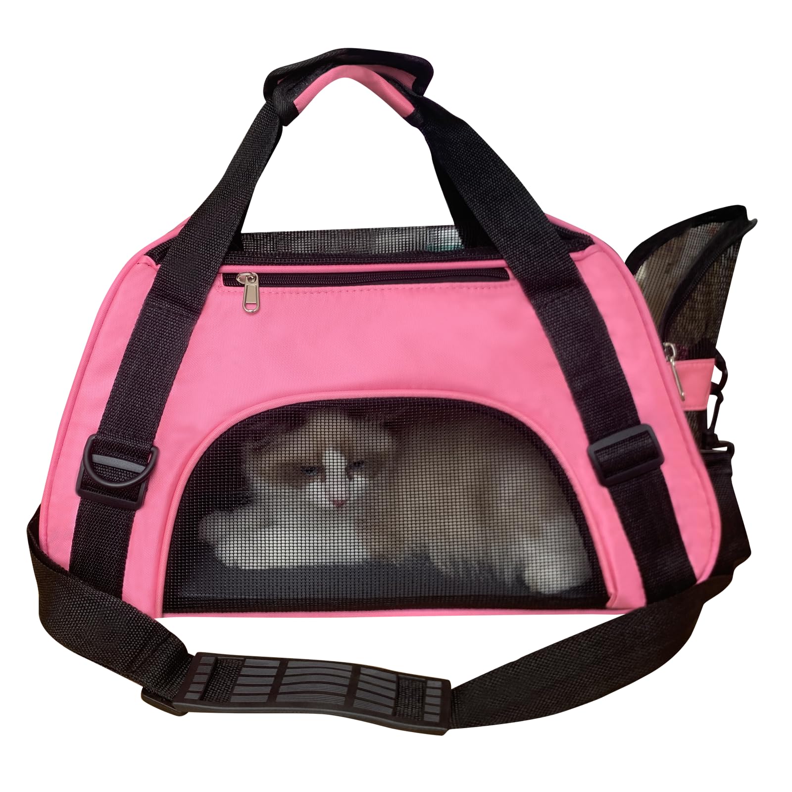 PYKESALY Cat Carrier Dog Carrier Pet Carrier, Airline Approved Soft-Sided Foldable,Puppy Carrier with Breathable Mesh for Small Medium Cats Dogs Rabbit (M, Pink)