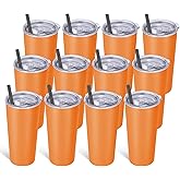 VEGOND 20oz Tumbler Stainless Steel Tumbler with Lid And Straw Vacuum Insulated Double Wall Travel Coffee Mug(orange package 12)