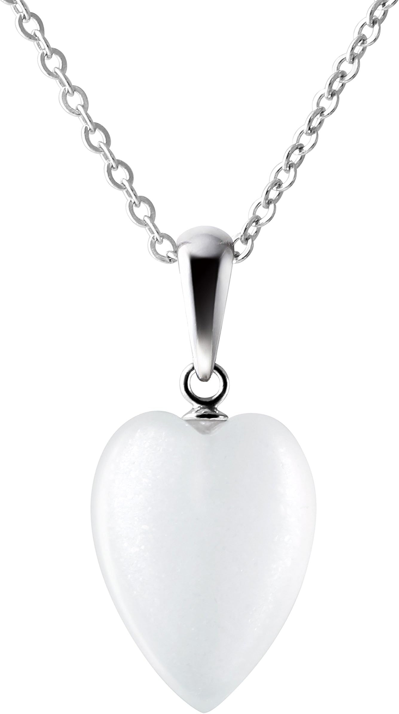 Franki BakerDainty Natural Moonstone Heart Gemstone Pendant Necklace on 925 Sterling Silver. Grade AA. Heart: 2.5cm. Chain Length: 55cm