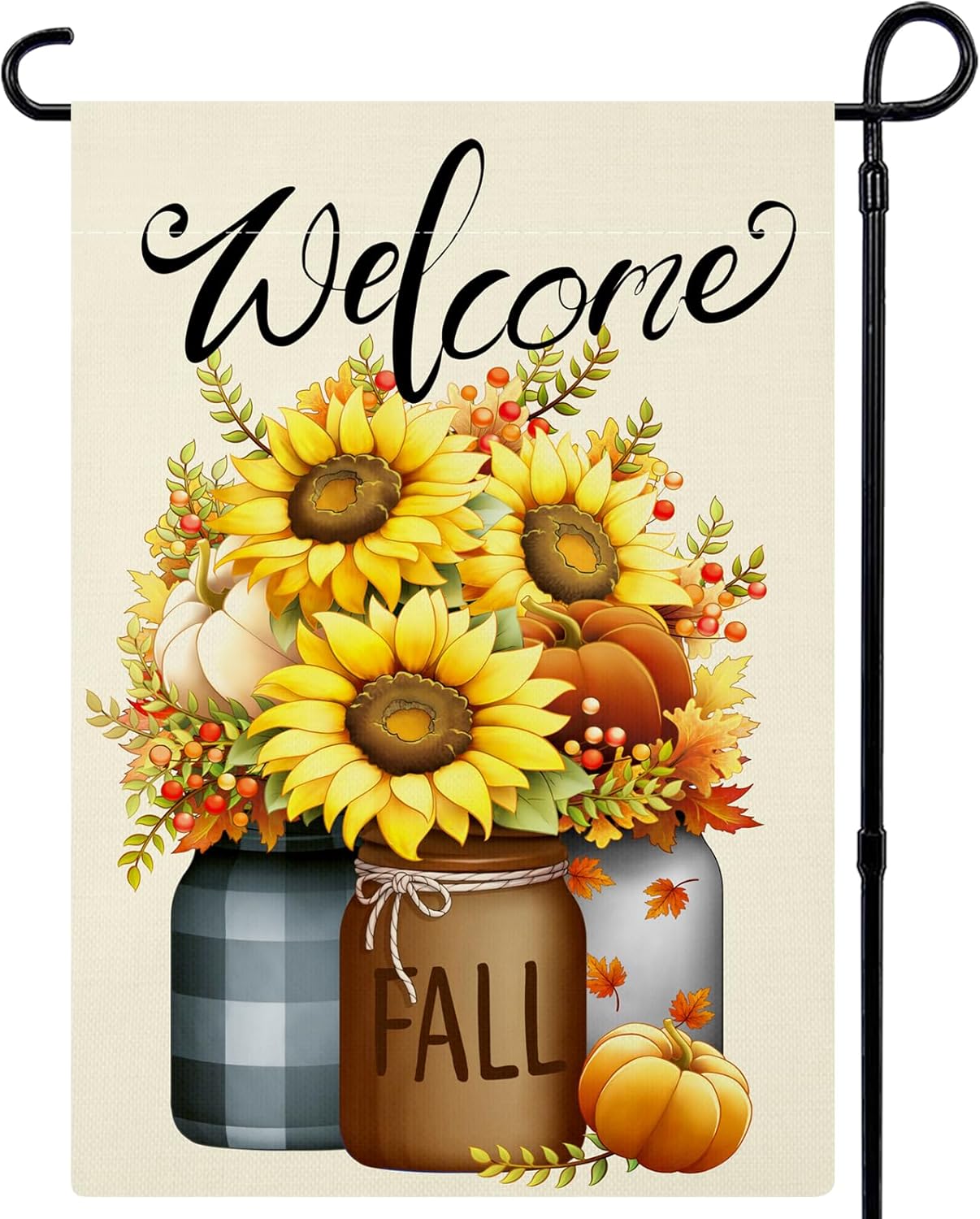 Flags - Fall Garden Flag 12x18 Inch Double Sided Welcome Floral Small Seasonal Fall Flag Autumn Yard Outdoor Flag Decoration