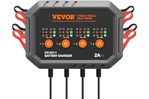 VEVOR Chargeur de batterie intelligent, 8 A, LiFePO4 plomb-acide (AGM/Gel/SLA) Chargeur de batterie de voiture, entièrement a