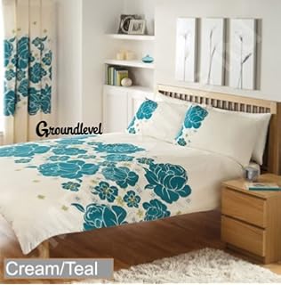 KEW TEAL PRINTED DUVET/QUILT COVER BEDDING SET WITH MATCHING ...