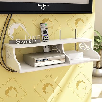 Home Sparkle Carved Engineered Wood Wall Shelf (60 cm x 23 cm x 14 cm, White, Sh1014)