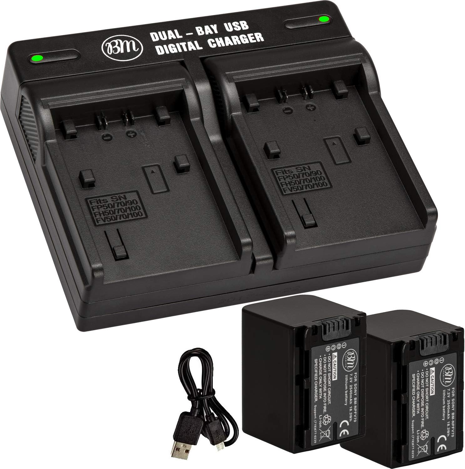 BM 2 NP-FV70 Batteries & Dual Charger for Sony FDR-AX700, PXW-Z90V, HXR-NX80, HDR-CX455 HDR-CX675, CX330, CX900, PJ340, PJ540, PJ670B, PJ810, FDR-AX33, FDR-AX53, FDR-AX100, NEX-VG10, VG20, VG30 VG900 : Camera & Photo