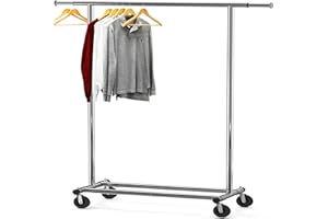 Simple Houseware Heavy Duty Clothing Garment Rack, Holds Up to 150 lbs, 42 to 67 Inches Extendable Rod, Chrome