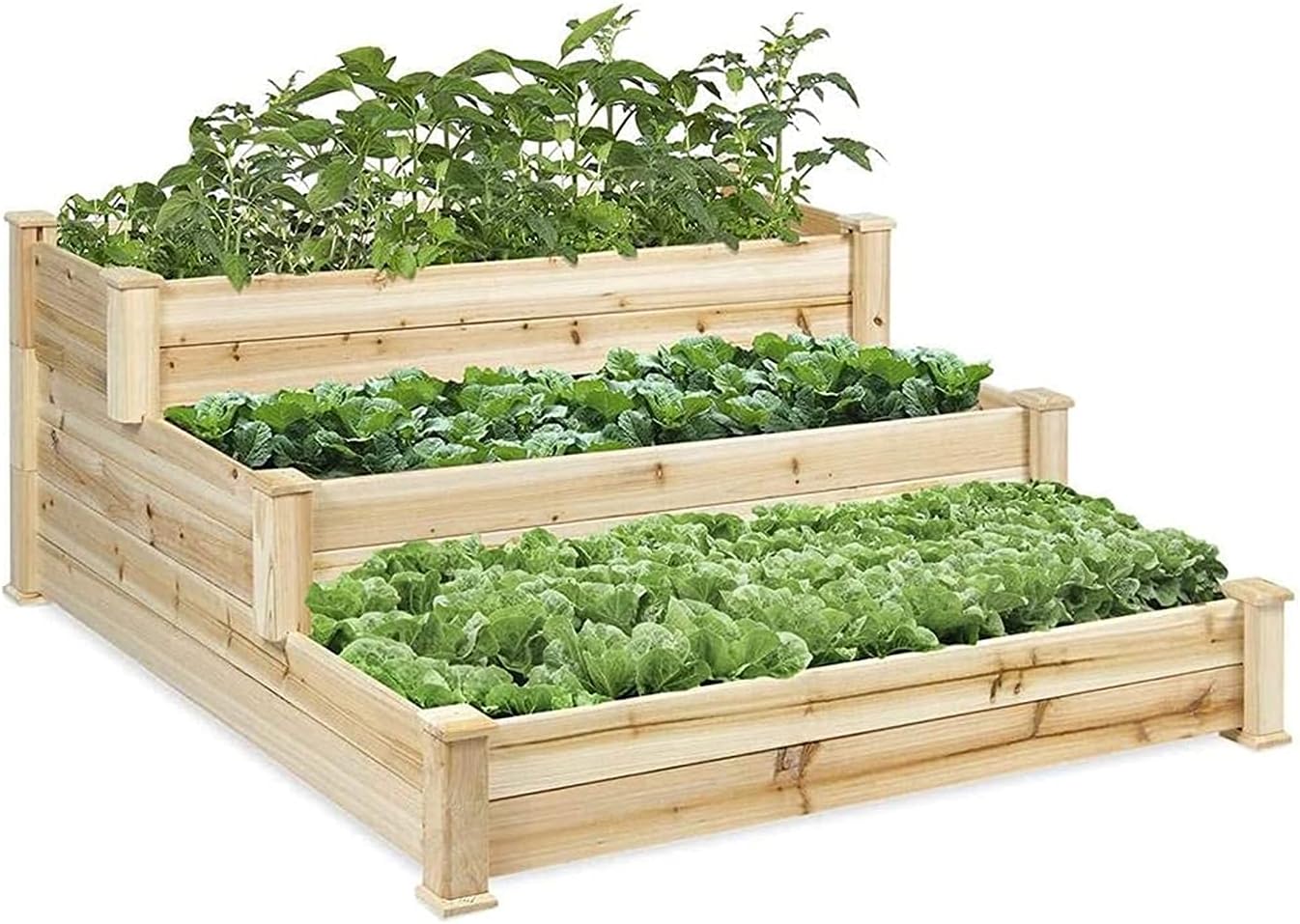 LSYFCL Raised Garden Beds for Vegetables 3-Layer Stereo Combination Vegetable Planter Overhead Antiseptic Wood Veg Trug Used in Herbal Flowers PlantsSolid Wood Plastic Elevated Garden Bed