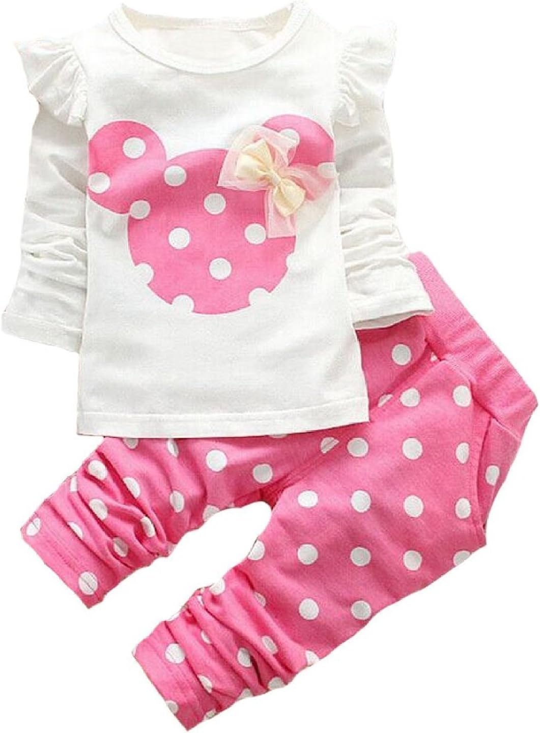 Baby Girls' Toddler Kids 2pc Dot Top Leggings Pants Clothing Set Spring Outfits