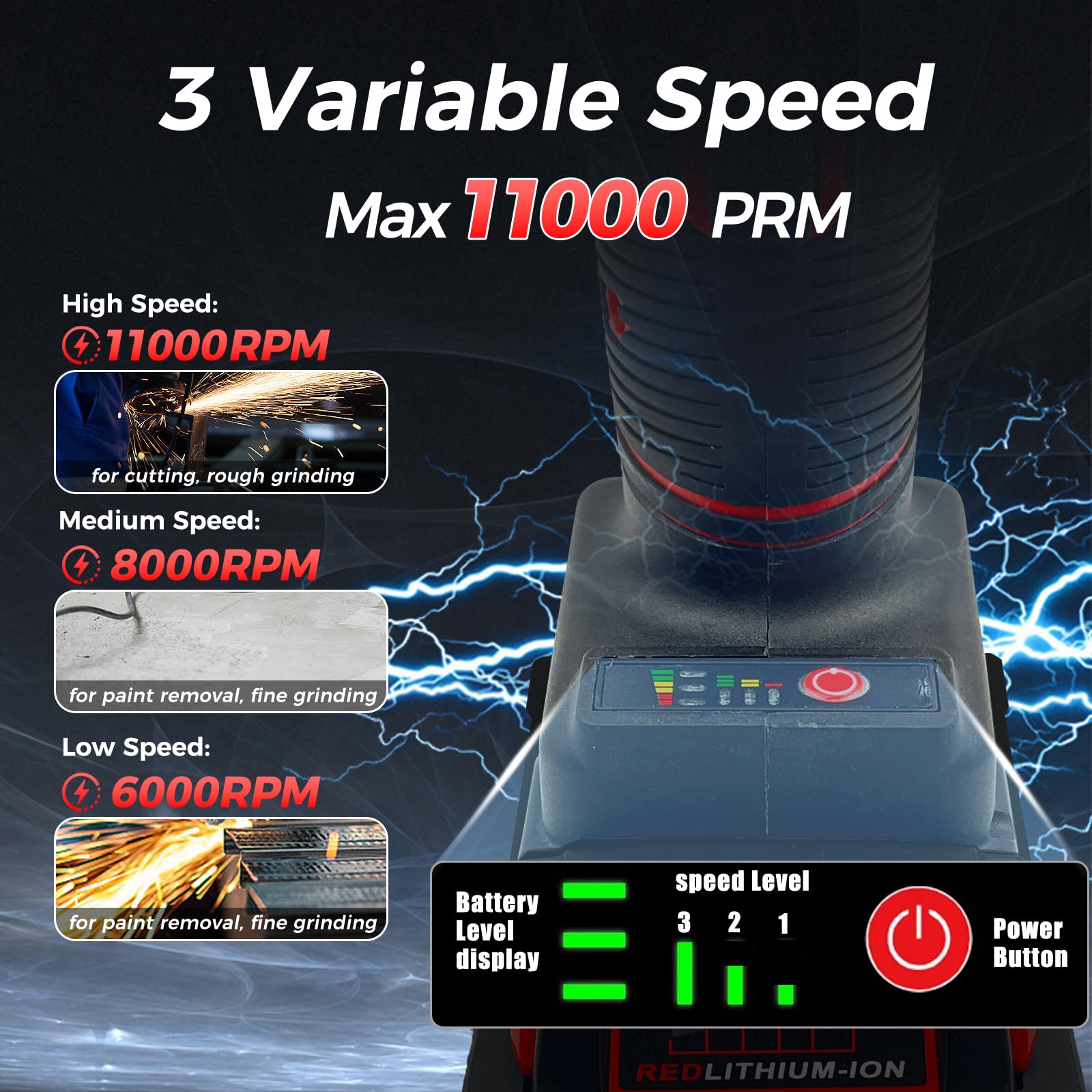 Grinder Rpm Mua Cordless Angle Grinder for Milwaukee 18V Battery, Angle Grinder ...
