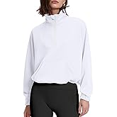 kayamiya Women's Soft Ribbed Half Zip Cropped Sweatshirt Stand Collar Drawstring Lightweight Pullover with Pockets