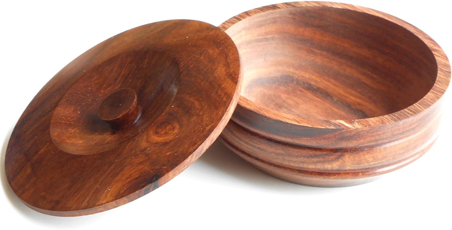 Quality Wood Shaving Soap Bowl. Walnut Finish, 1.5 pulgadas (con tapa) / 1.25 pulgadas (sin tapa) - Image 3