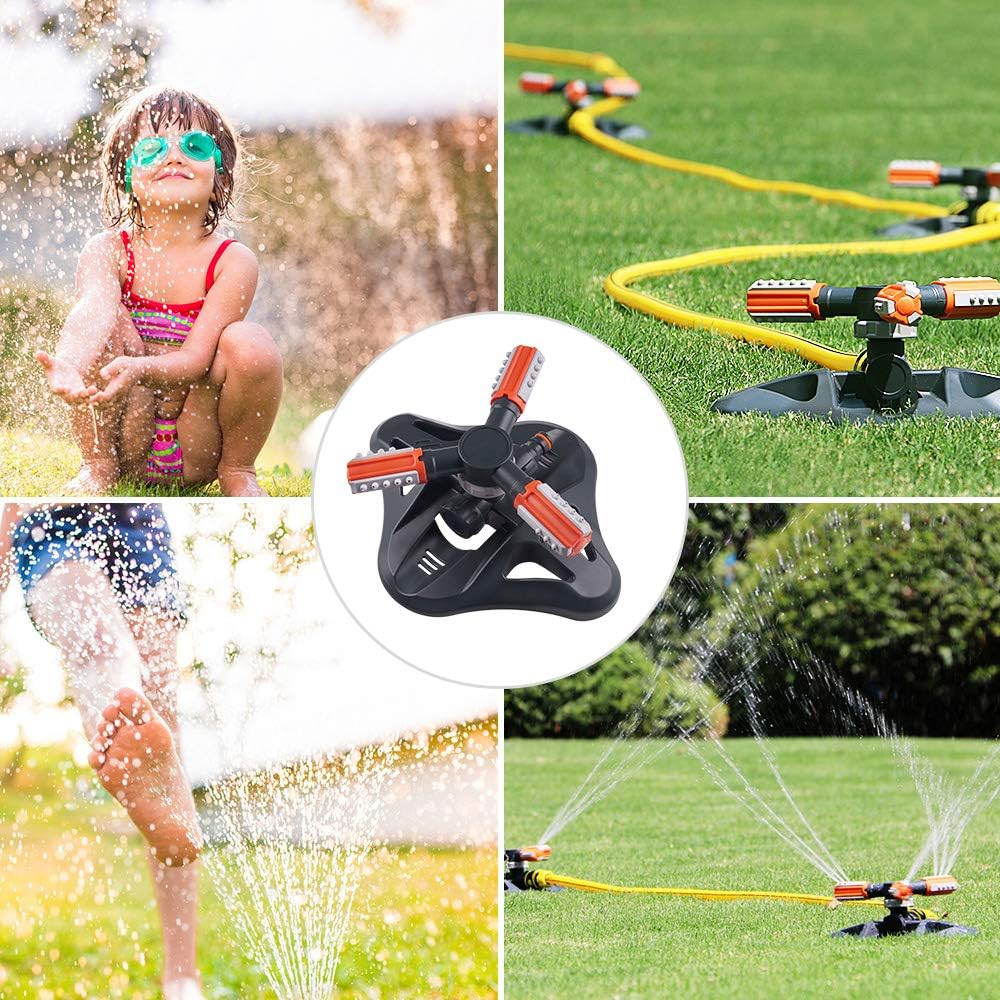WOVUU Garden Sprinkler, Upgrade Lawn Sprinkler Automatic 360 Degree Rotating Irrigation Sprinkler System, Garden Hose Sprinkler for Yard/Built in 36 Units Angle Spray Nozzles (Orange) : Garden & Outdoor