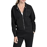 DKNY womens Drawstring Silicone Logo Hoodie Sweatshirt