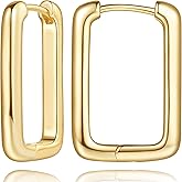 UUBUUCD Gold Hoop Earrings for Women 14K Gold Hoop Earrings for Women Square Hoops Earring for Womens Square-Shape with Clean Lines Simple Square Hoops Earring for Womens 24mm