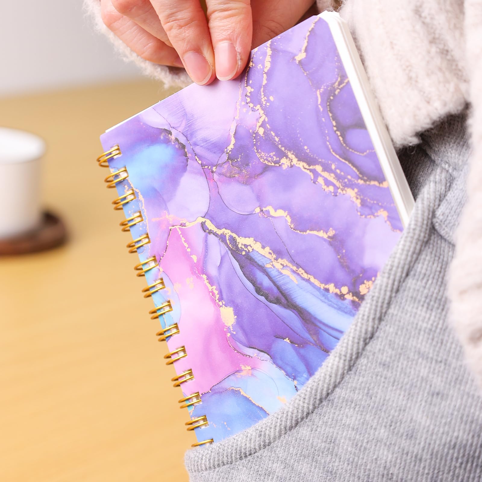 Koogel 4 Stück Mini-Spiralnotizbuch, A6 Marmorierte Taschennotizbücher Kleines Notizblock für Frauen als Geschenk für Büro und Schule