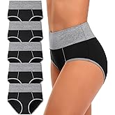 CULAYII High Waisted Underwear for Women Cotton No Muffin Top Full Coverage Briefs Soft Stretch Ladies Panties 5 Pack