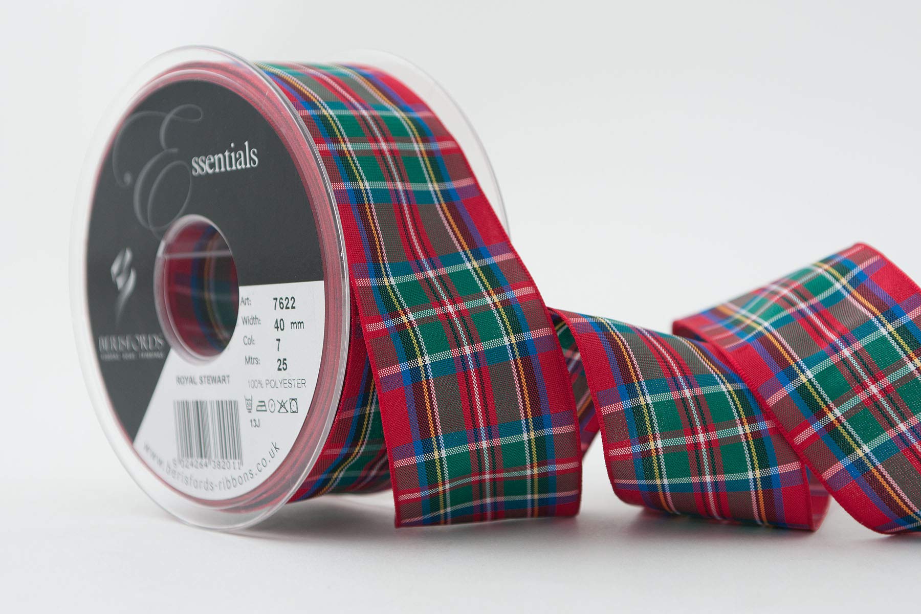 Berisfords Polyester Tartan Ribbon, Royal Stewart, 40 mm — image 1