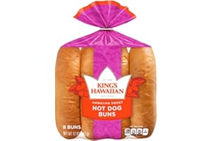King's Hawaiian Original Hawaiian Sweet Hot Dog Buns 8 Count (Pack of 12)