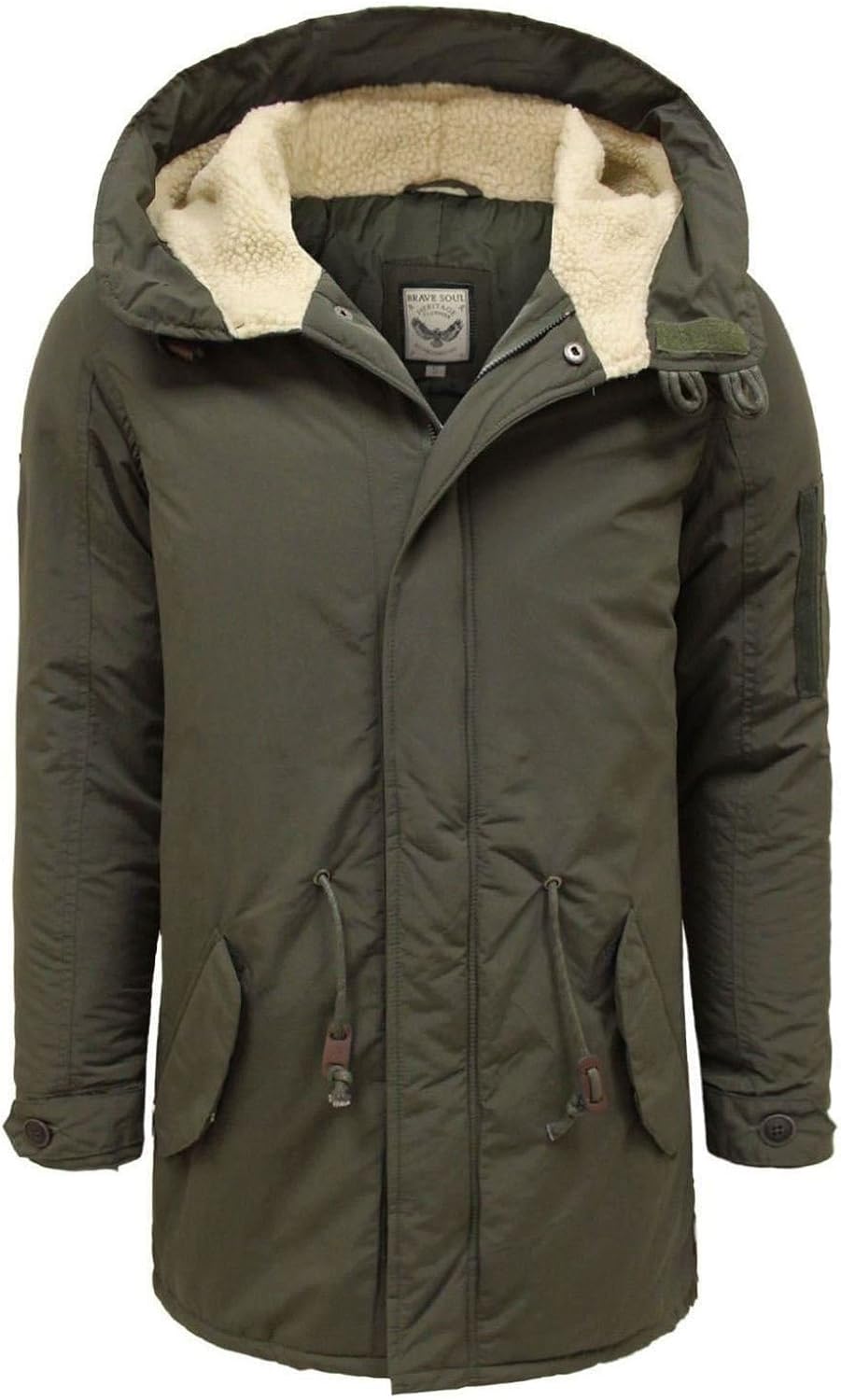 Brave Soul Mens Parka Jacket Dalton Khaki S Amazon.co.uk Clothing