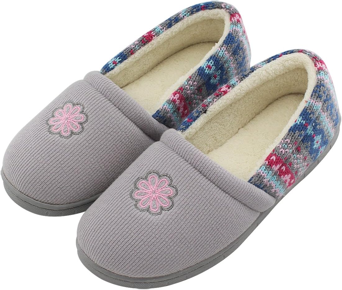 HomeIdeas Women's Velvet Memory Foam House Slippers