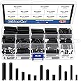 Glarks 416Pcs Black Roll Pin Assortment Set M1.5 M2 M2.5 M3 M4 M5 M6 Slotted Spring Split Dowel Tension Roll Pins Set
