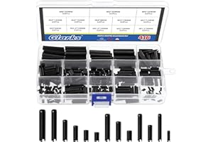 Glarks 416Pcs Black Roll Pin Assortment Set M1.5 M2 M2.5 M3 M4 M5 M6 Slotted Spring Split Dowel Tension Roll Pins Set